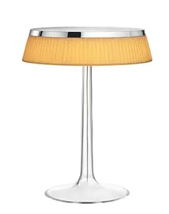 Flos Bon Jour Lampada Da Tavolo cromo con corona in tessuto Sconto