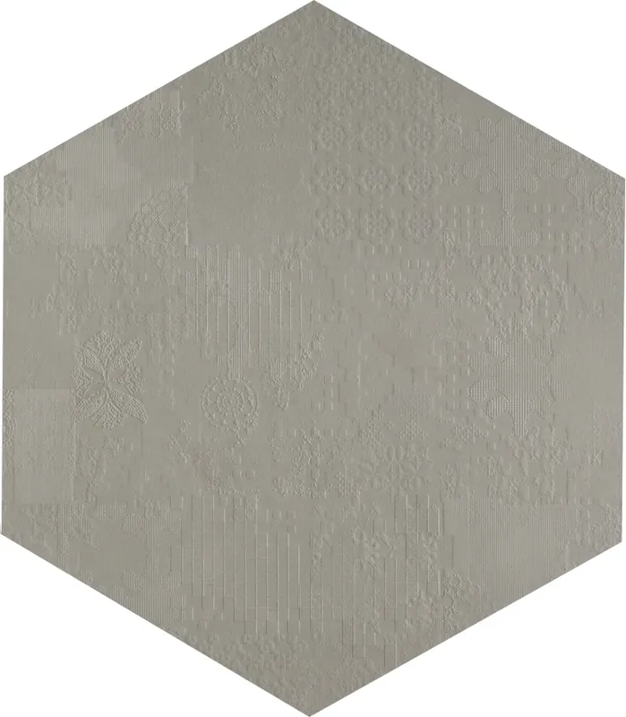 Prezzo Conveniente Mutina Dechiner Decor Piastrella Esagonale Rettificato Relief Spazzolato Cm 60x60 In Gres Porcellanato Grigio