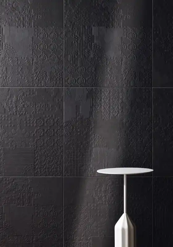 Prezzo Basso Mutina Dechiner Decor Piastrella Rettificato Relief Spazzolato Cm 60x60 In Gres Porcellanato Nero