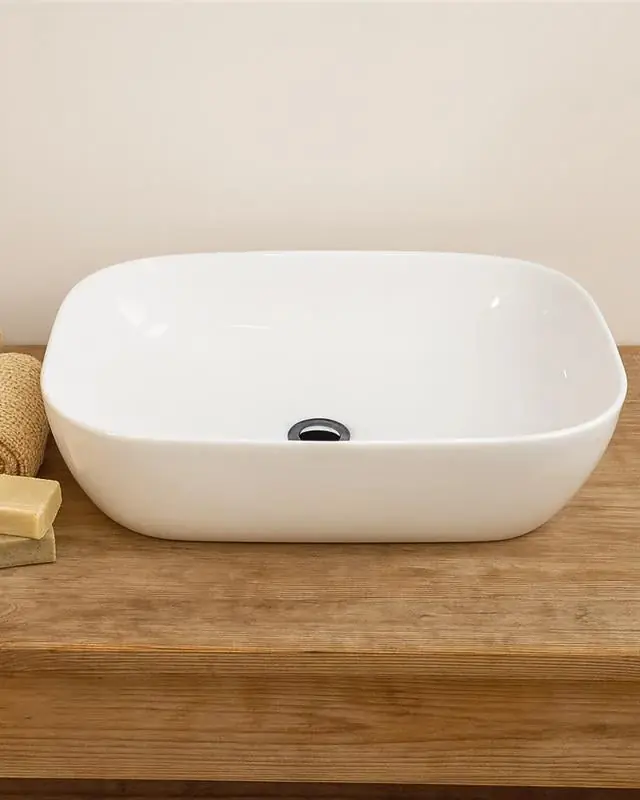 Lavabo 46x32 ciotola da appoggio in ceramica Bianco Lucido Ultima Occasione