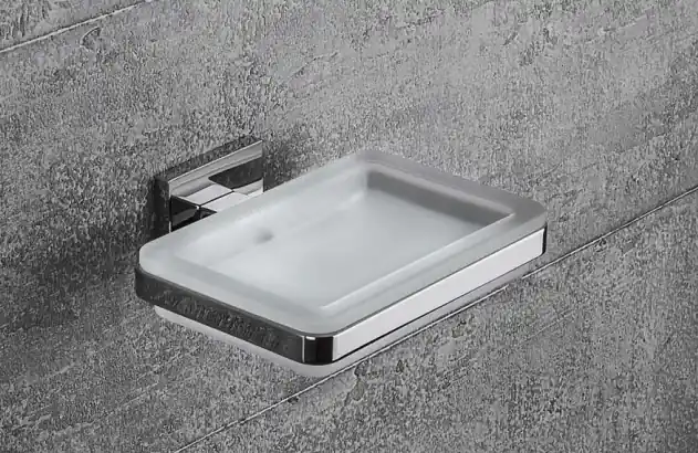 Colombo Basicq b3701 Porta Sapone a muro in Vetro Acidato Naturale cromo Di Tendenza
