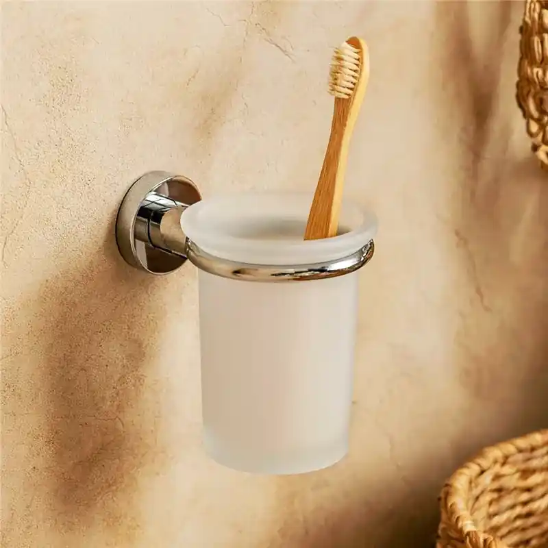 Colombo Basic b2702 bicchiere portaspazzolini in Vetro Acidato Naturale Cromo Acquista Ora