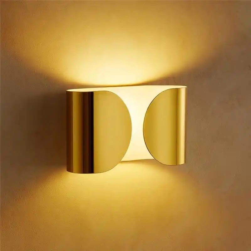 Flos Foglio Lampada da parete in acciaio oro F2400044 Offerta Speciale
