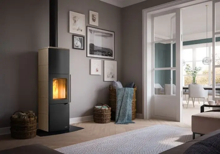 Solo Oggi Stufa A Legna ad aria Con Accumulo 7Kw in acciaio in Ceramica Bianco Caffellatte Palazzetti Eva S 805300520