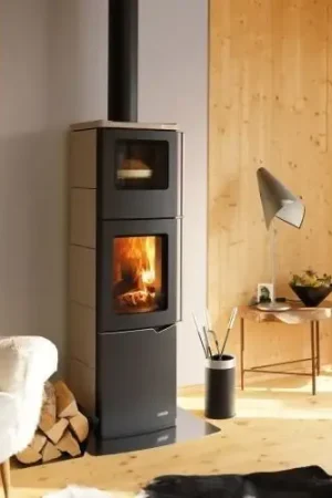 Compra Oggi Stesso Stufa A Legna Con Forno ad aria 8kw rivestimento Ceramica Caffellatte Palazzetti Eva S 805300480