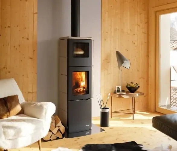 Compra Oggi Stesso Stufa A Legna Con Forno ad aria 8kw rivestimento Ceramica Caffellatte Palazzetti Eva S 805300480