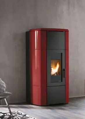 Palazzetti Ermione Idro 24 Stufa A Pellet ad acqua Con Rivestimento in Ceramica Rosso Bordeaux Economico