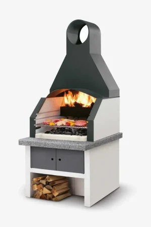 Palazzetti Maxime 2 barbecue con grill cappa cassetto cenere e Piano in Marmotech Reso Gratuito