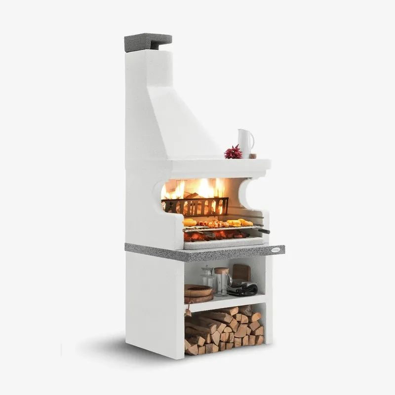 Compra Adesso Palazzetti Levanzo barbecue angolare sinistro grezzo con cassetto cenere e portalegna