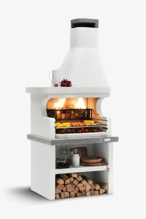 Palazzetti Levanzo barbecue angolare destro grezzo con cassetto cenere e portalegna Pagamento Sicuro