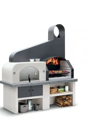 Offerta Lampo Palazzetti Maxime 2 barbecue con forno a legna grill cappa e piano grigio