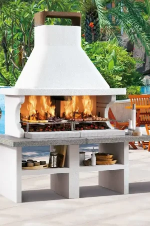 A Buon Prezzo Palazzetti Patmos barbecue a legna 2 grill piano in marmotech effetto granito grigio