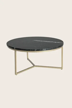 Andrea Bizzotto Prescott tavolino 67,5 in marmo nero e acciaio oro 0746880 Ultime Pezzi
