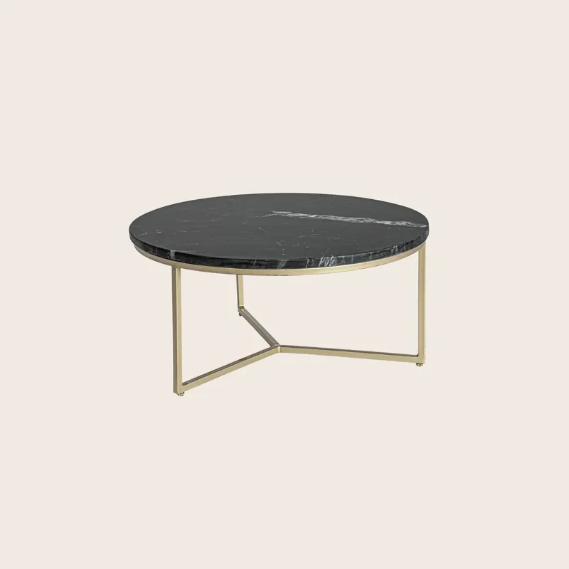 Andrea Bizzotto Prescott tavolino 67,5 in marmo nero e acciaio oro 0746880 Ultime Pezzi