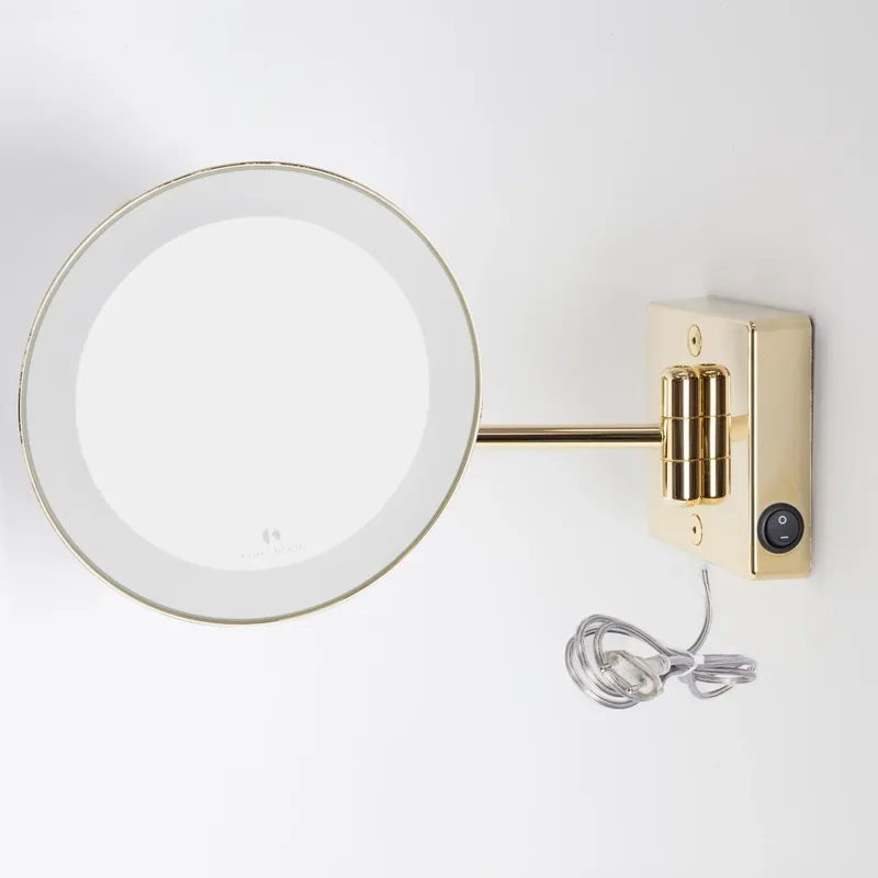 Non Perdere Koh-I-Noor Discolo Specchio Ingranditore X2 Con Illuminazione Led Da Parete con spina Oro