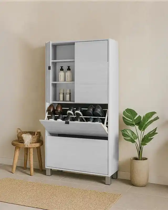 Promozione Capri scarpiera doppia 76x30 con ante e ribalte H 155 olmo bianco