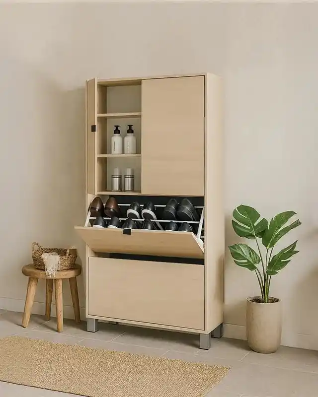 Occasione Capri scarpiera doppia 76x30 con ante e ribalte H 155 olmo perla