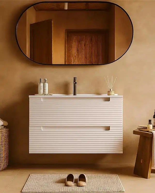 Prezzo Ridotto Mobile bagno canapa 100x45 Mango lavabo in ceramica lucida
