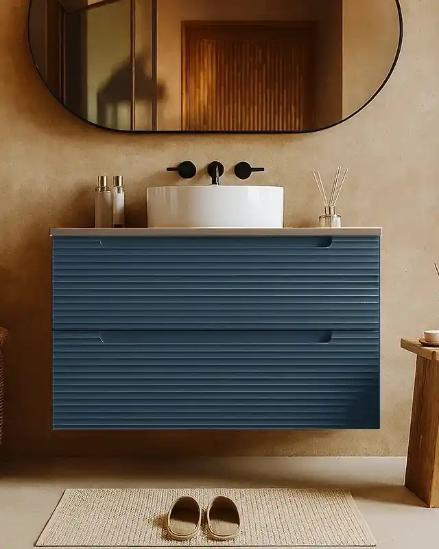 Esclusivo Mobile bagno sky blue 100x45 Mango top quercia e lavabo in ceramica lucida