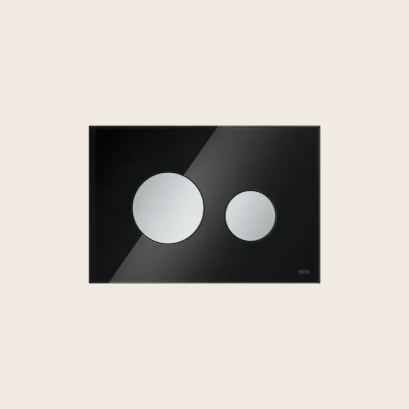 Subito Disponibile Tece teceloop 9240655 placca wc 2 pulsanti vetro nero e tasto cromato satinato