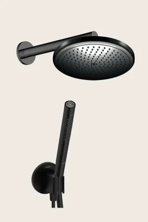 Offerta Hansgrohe kit doccia con soffione croma 1jet 28 cm braccio doccia vernis 24 cm doccetta starck 2jet con supporto e flessibile 160 cm nero opaco