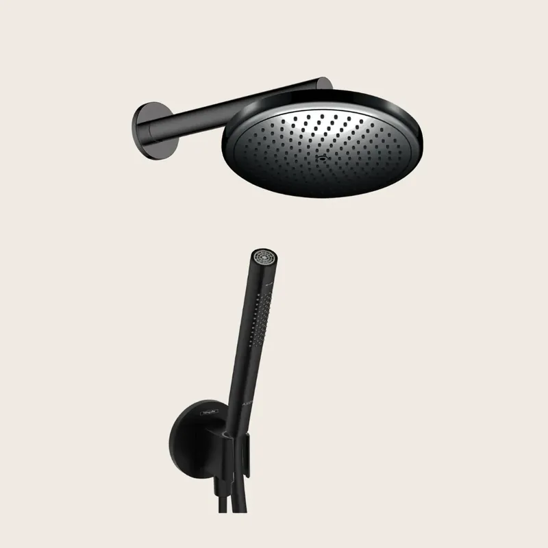 Offerta Hansgrohe kit doccia con soffione croma 1jet 28 cm braccio doccia vernis 24 cm doccetta starck 2jet con supporto e flessibile 160 cm nero opaco