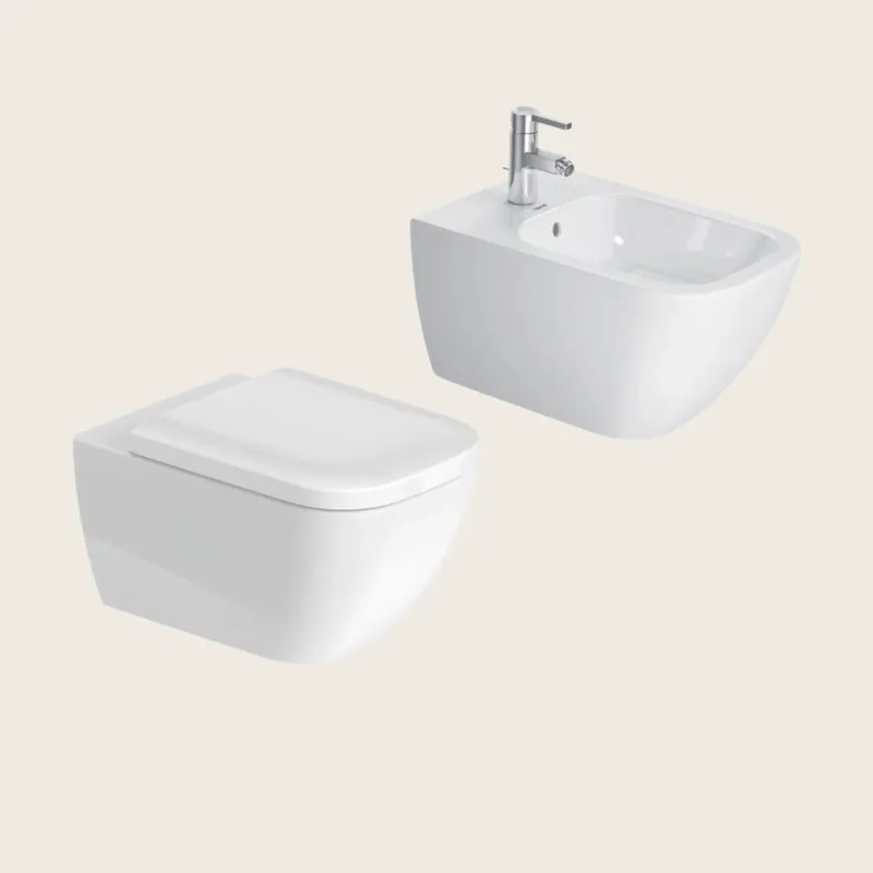 Duravit Happy D2 coppia sanitari sospesi senza brida sedile rallentato bianco Sconto