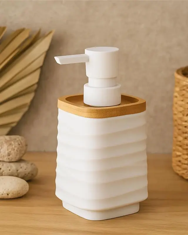 Occasione Imperdibile Dispenser sapone in plastica ABS e bamboo bianco Alabama