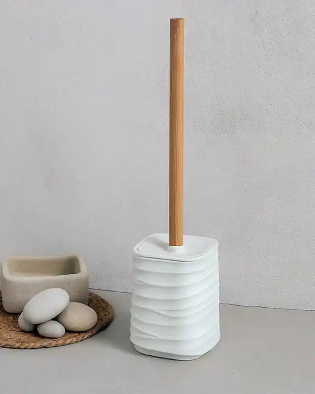 Offerta Lampo Portascopino in plastica ABS e bamboo bianco Alabama