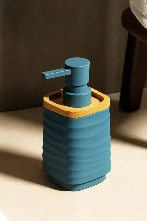 A Buon Prezzo Dispenser sapone in plastica ABS e bamboo blu pastello Alabama