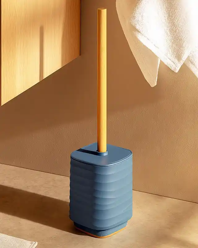 Direttamente Dal Produttore Portascopino in plastica ABS e bamboo blu pastello Alabama