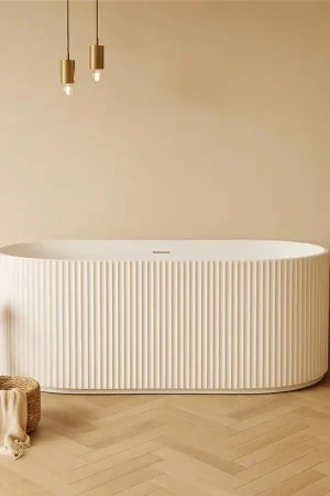 Vasca 170x80 Jeorgia freestanding in acrilico cannettato bianco opaco Prezzo Basso