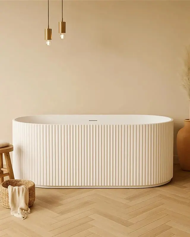 Vasca 170x80 Jeorgia freestanding in acrilico cannettato bianco opaco Prezzo Basso