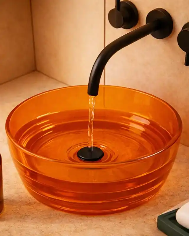 Lavabo 40 cm ciotola da appoggio Ischia in resina ambra Bestseller