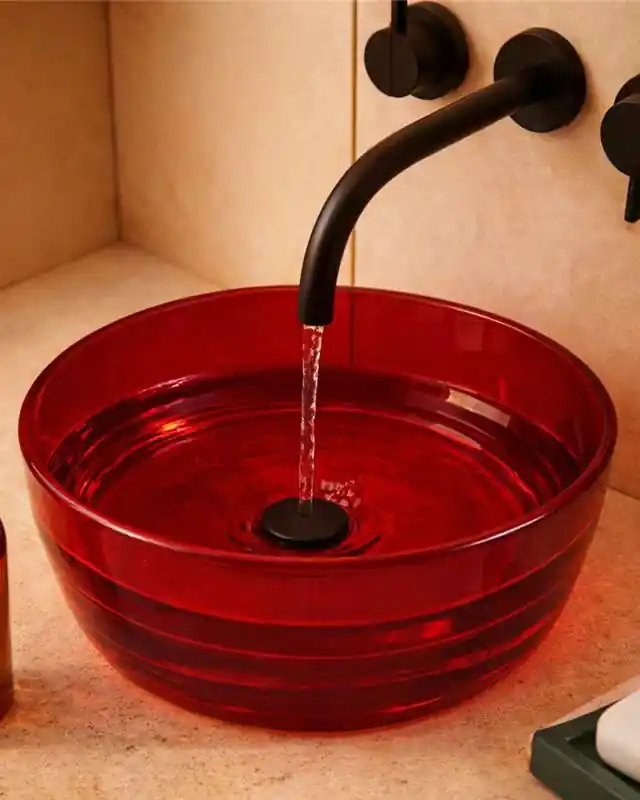 Lavabo 40 cm ciotola da appoggio Ischia in resina rosso Sconto