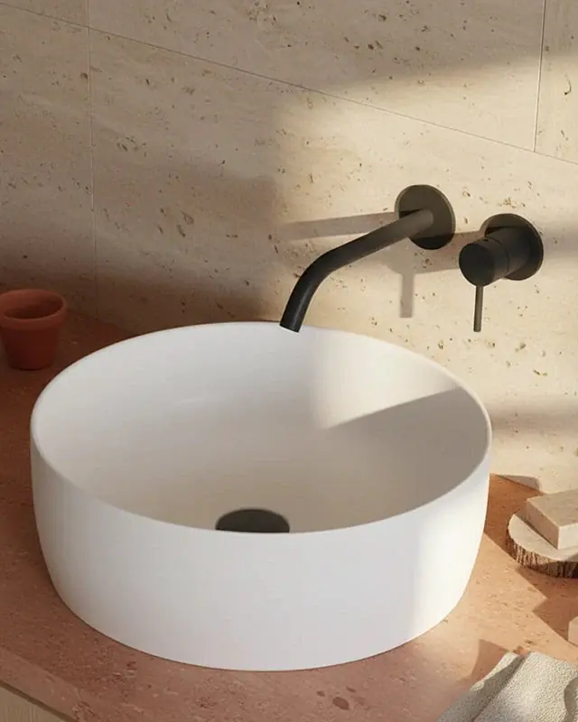 Lavabo 40 cm da appoggio Torino solid surface bianco opaco Promozione Esclusiva