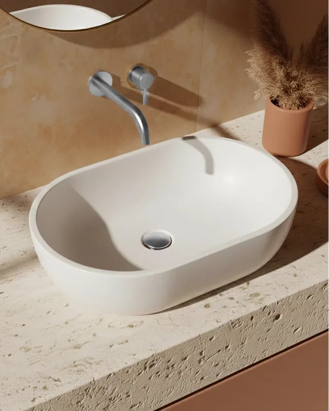 Miglior Prezzo Lavabo 56x32 da appoggio Sondrio solid surface bianco opaco
