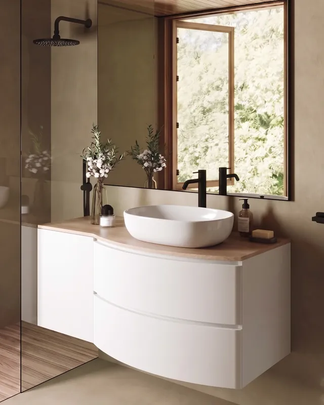 Promozione Mobile bagno 120x57 bianco opaco quercia Berna con lavabo in ceramica