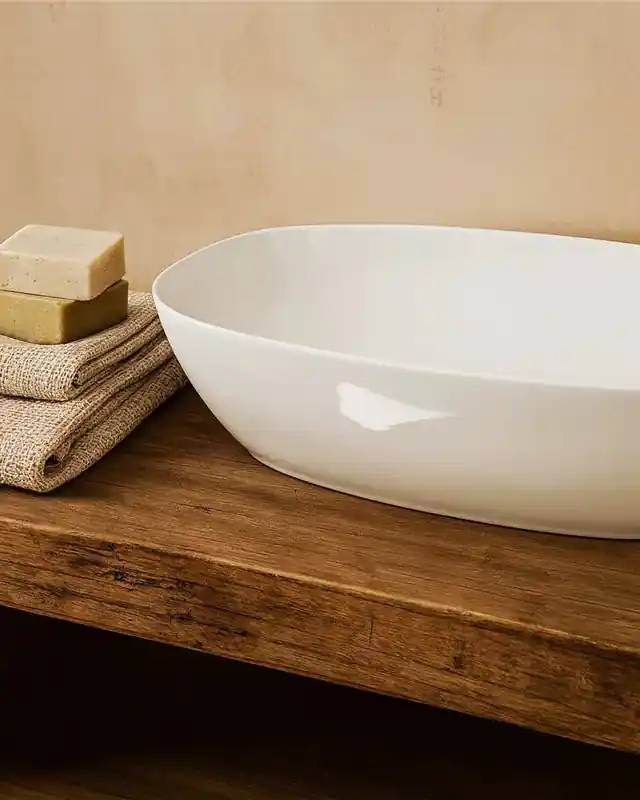 Lavabo 60x39 da appoggio in ceramica per mobile bagno Bianco Lucido Vendita Finale