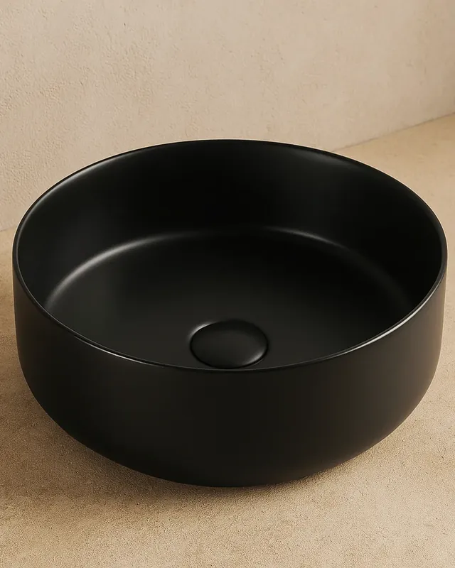 Offerta Speciale Lavabo 35,5 cm Roma tondo da appoggio nero opaco