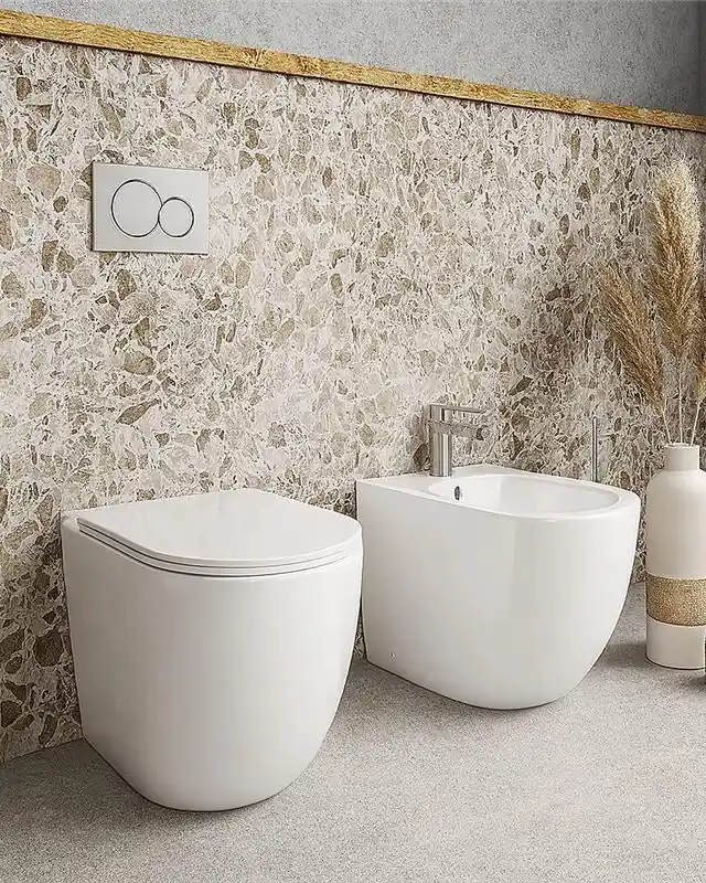 Occasione Coppia di sanitari filo muro Linea Emme scarico a vortice sedile soft close