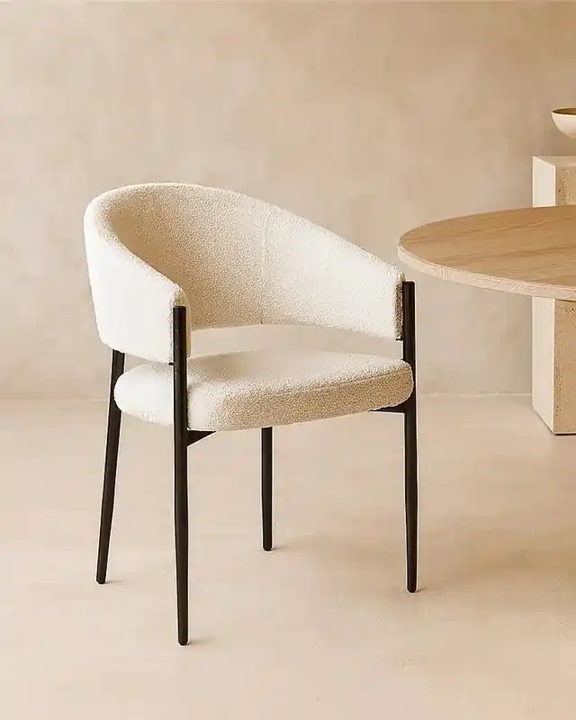 Offerta Sedia da pranzo in tessuto effetto boucle bianco