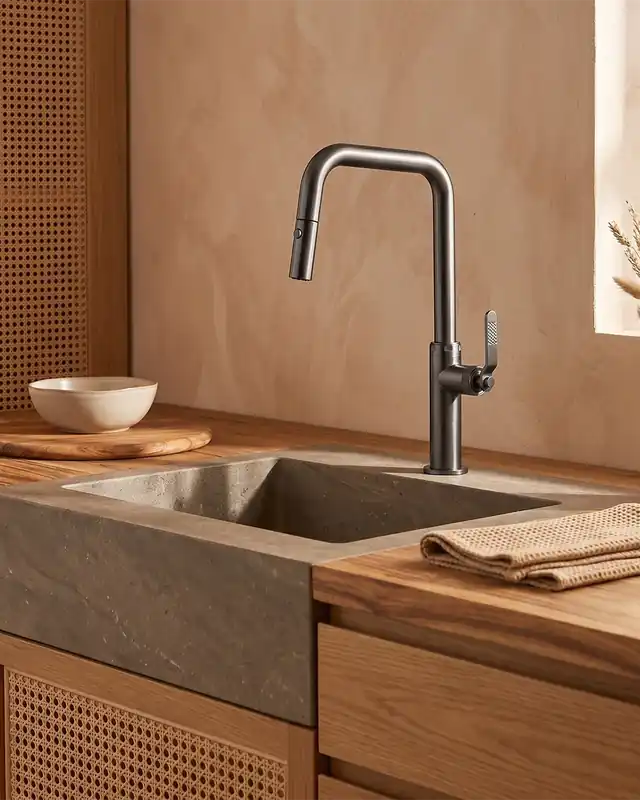 Rubinetto da cucina estraibile Selena grigio metallico Affare