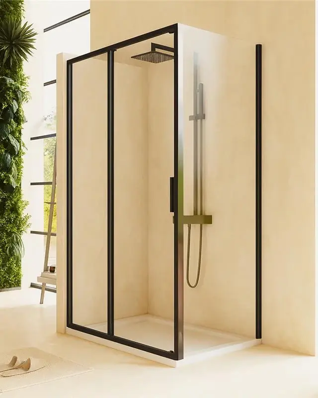 Popolare Box doccia 100x80 Rio un anta scorrevole vetro 6 mm trasparente H 195 nero