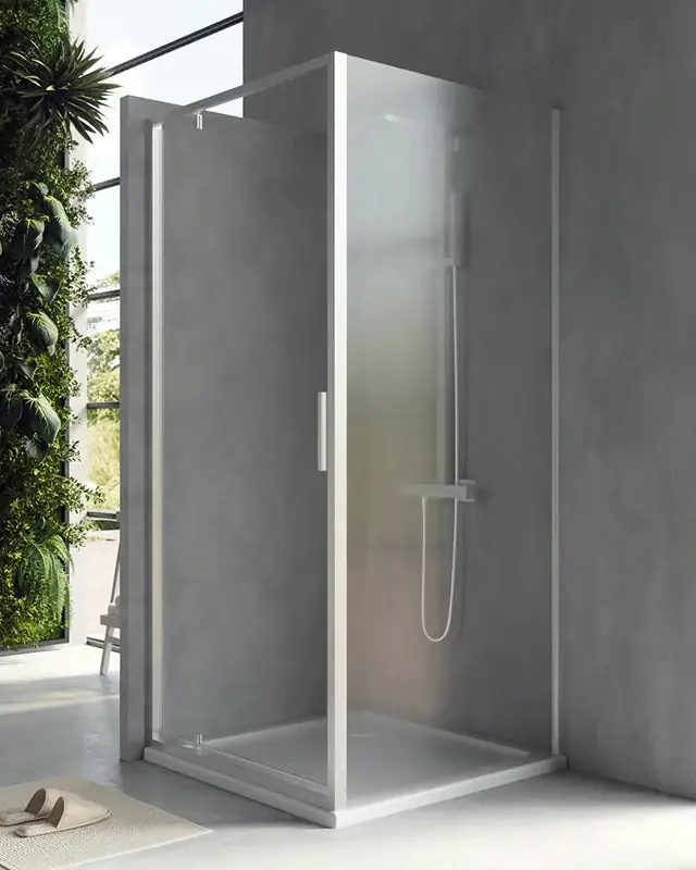 Offerta Lampo Box doccia 90x80 Rio a pivot vetro 6 mm trasparente H 195 cromo