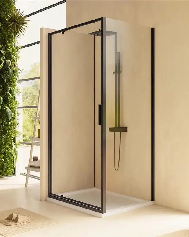 Compra Adesso Box doccia 80x80 Rio a pivot vetro 6 mm trasparente H 195 nero