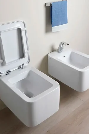 A Buon Prezzo Flaminia Nile Coppia Sanitari Sospesi Bidet e Wc Goclean Sedile Rallentato Latte