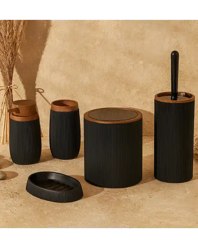 Set accessori bagno nero 5pz London Sconto