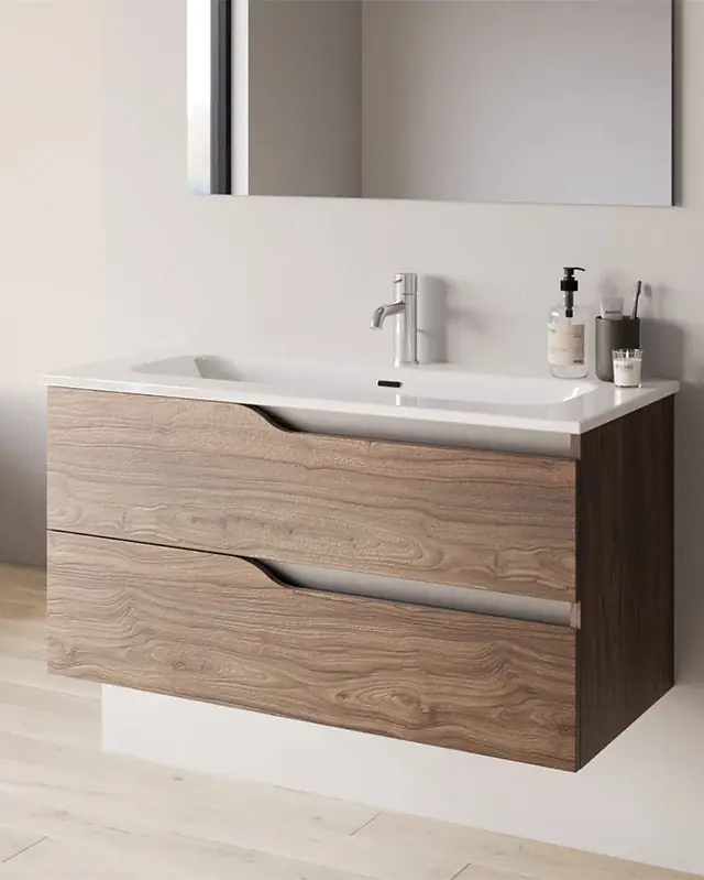 Mobile bagno 60x46 tabacco effetto legno con lavabo Gaia Prezzo Basso