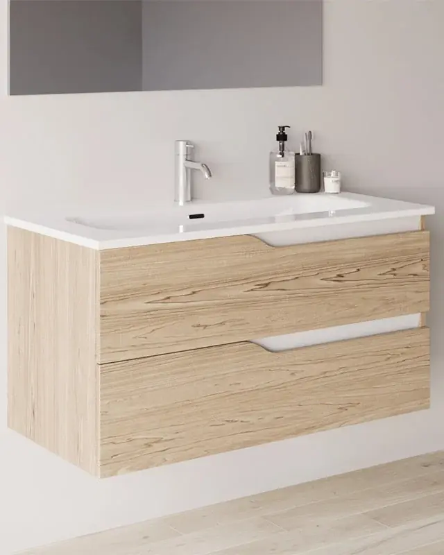 Mobile bagno 60x46 quercia effetto legno con lavabo Gaia Popolare